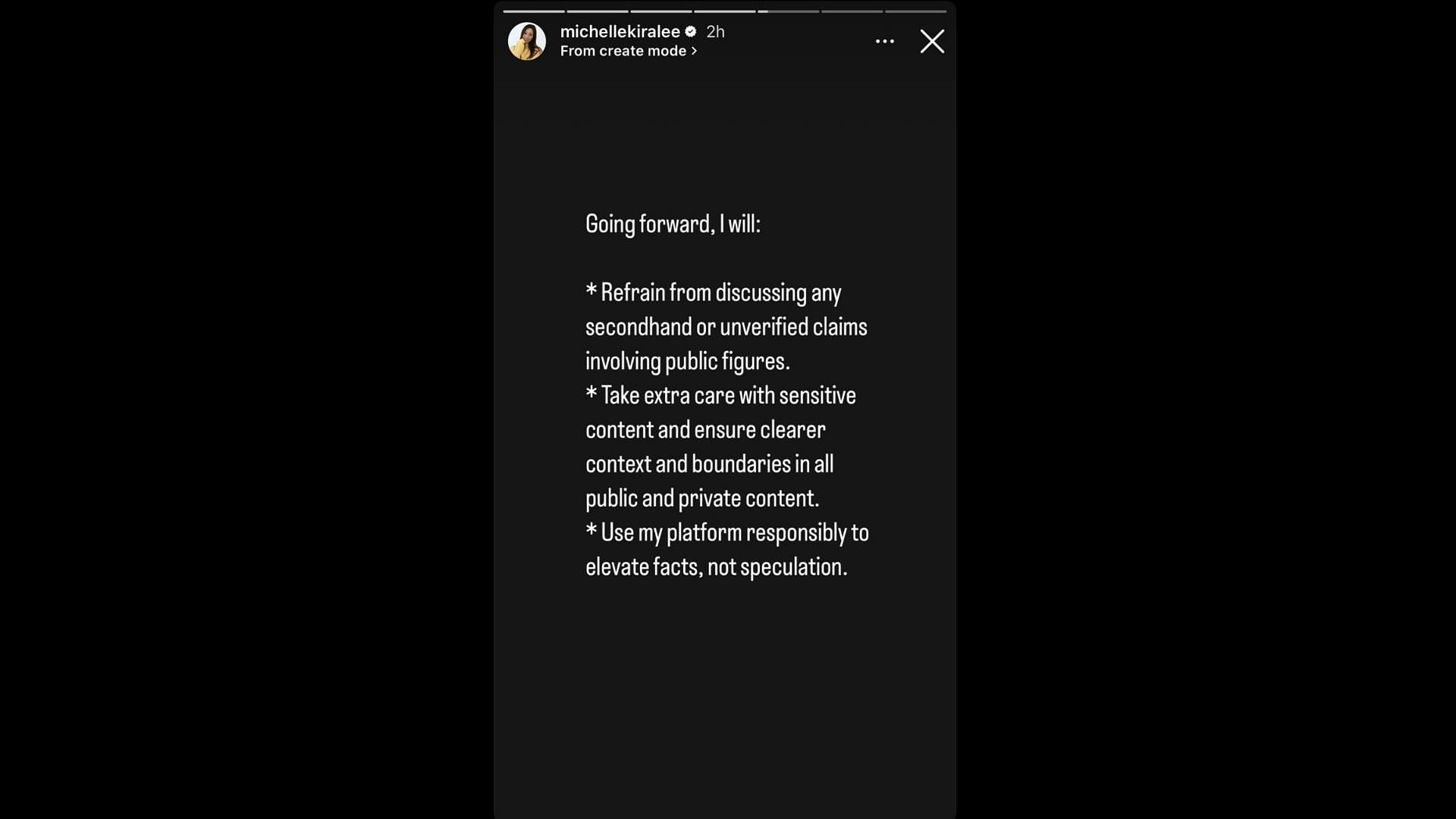Above THE Influence's Michelle Kira Lee shares Instagram Story (Image via Instagram/@michellekiralee)